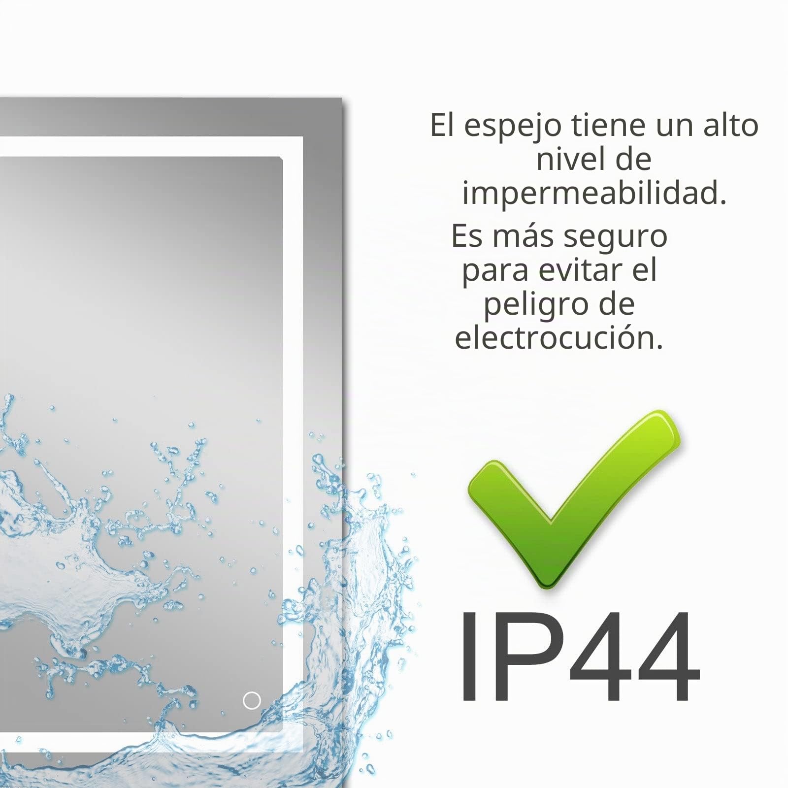 LISA Espejo de baño LED con luz iluminación 80 x 60 cm, Grande Espejo luz con Enchufe y Bluetooth, Regulable, 3 Colores iluminación Ajustable, antivaho, Espejo de Pared para baño, Inodoro, Pasillo