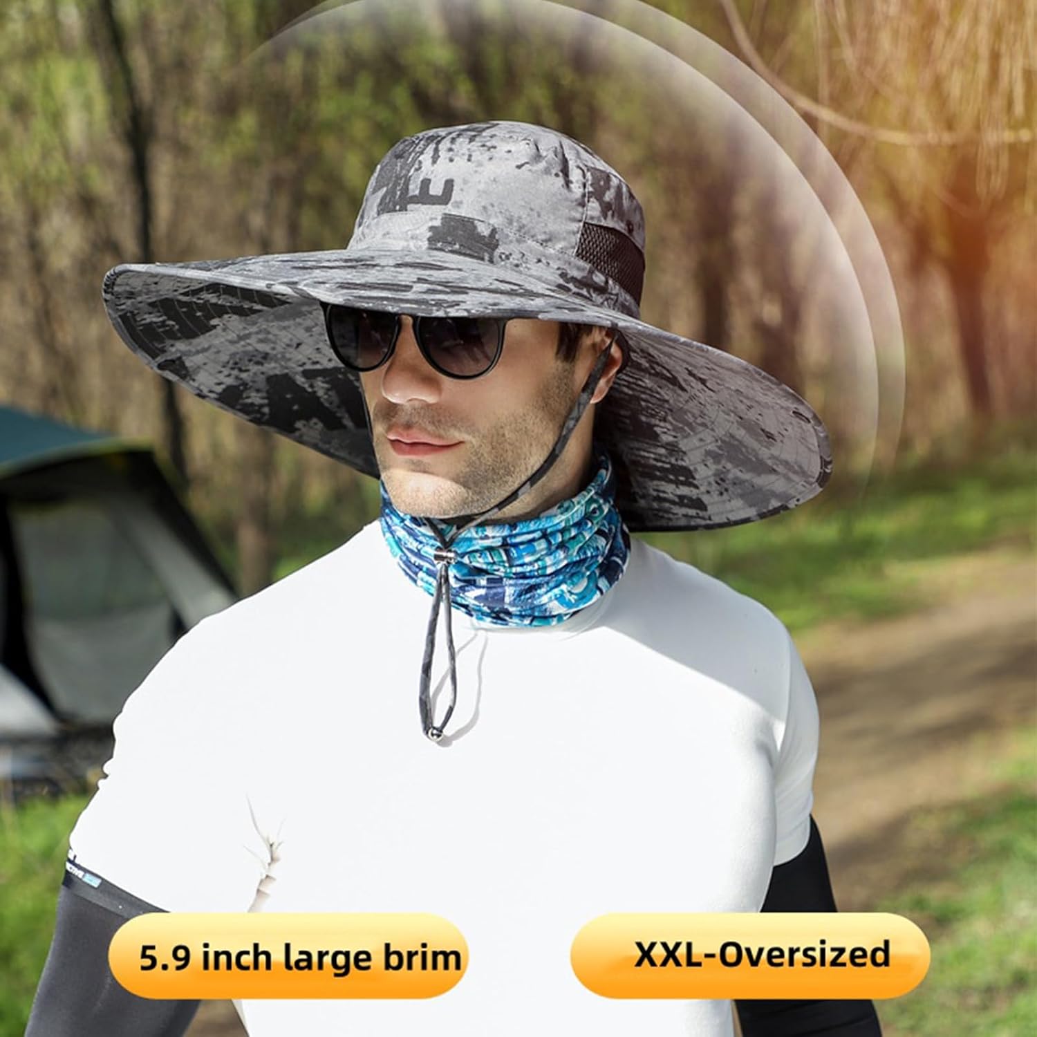ALANGDUO XXL Big Head & Super Wide Brim Sun Hats for Men, XXL Large Fishing Sun Hat for Safari Gardening,Hiking - Image 6