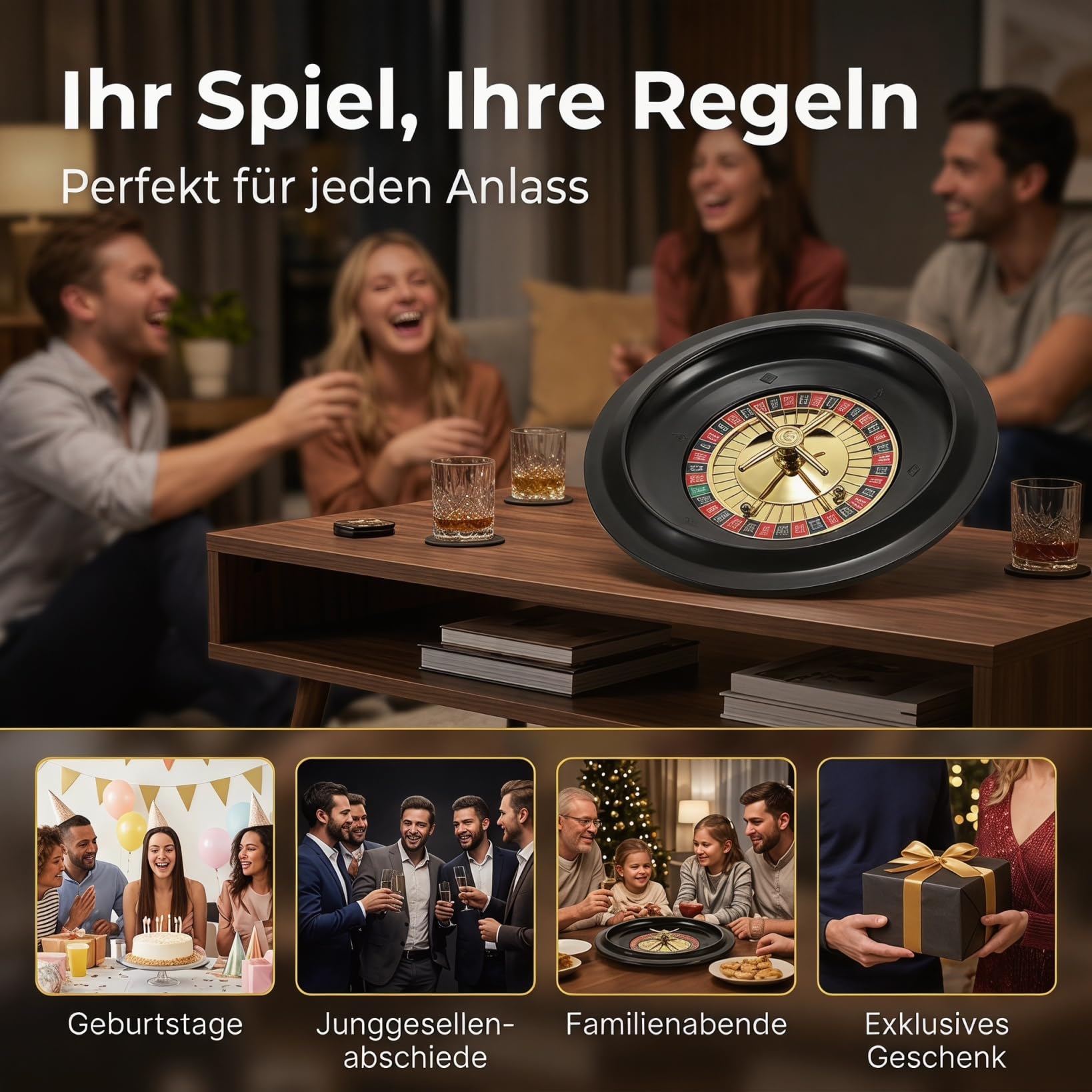 Toyvian Roulette Russe Jeu De Poker Roue Rotative Compacte 10 Pouces Accessoire De Table Léger pour Soirées Entre Amis Et Bars