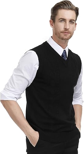 Miniatura 4 de PJ PAUL JONES Chaleco de punto trenzado con cuello en V para hombre