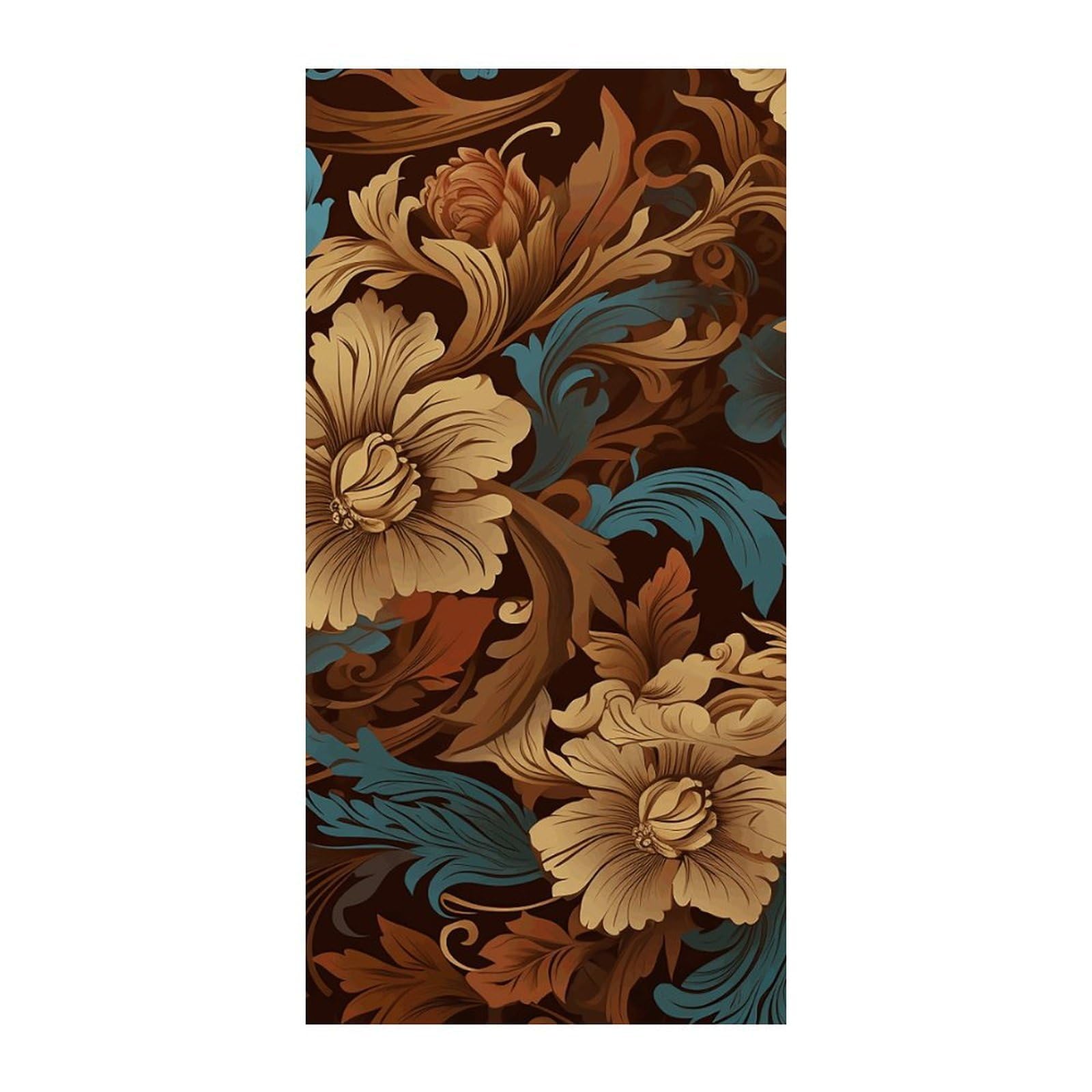 Adfgyerh Style Set Of Ornate Floral Curtains，Polyester Blackout Extra Wide，Door Curtain， 35.4X 70.9 Inch For Temporary Room Dividers Bedroom Living Room，Room Darkening Curtains ，For Doorway Privacy For Wall Hangin