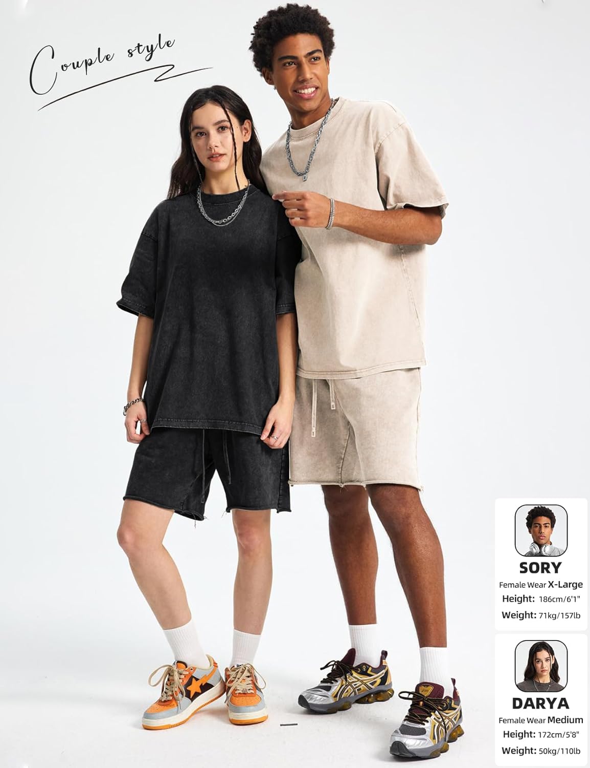 Arssm Mens Oversized T Shirts Cotton Acid Wash Baggy Tees Loose Fit Vintage Heavyweight T-Shirts - Image 2