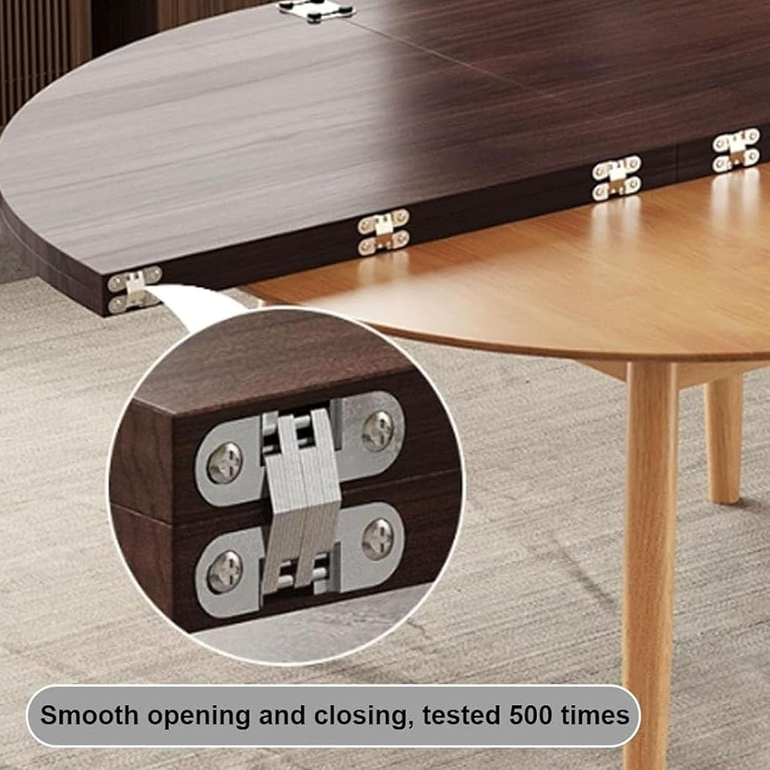 Large Round Folding Tabletop, Home Double Layer Round Dining Tables with Rotating Disc, 4-Fold Foldable Round Table Top Extender(White,140cm/55in+90cm/35.4in)