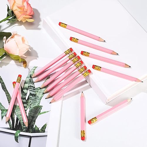 Miniatura 5 de 24 lápices pequeños de medio lápiz de golf con borrador, fácil de sostener, lápices de grafito HB para baby shower, boda, golf, escuela, oficina
