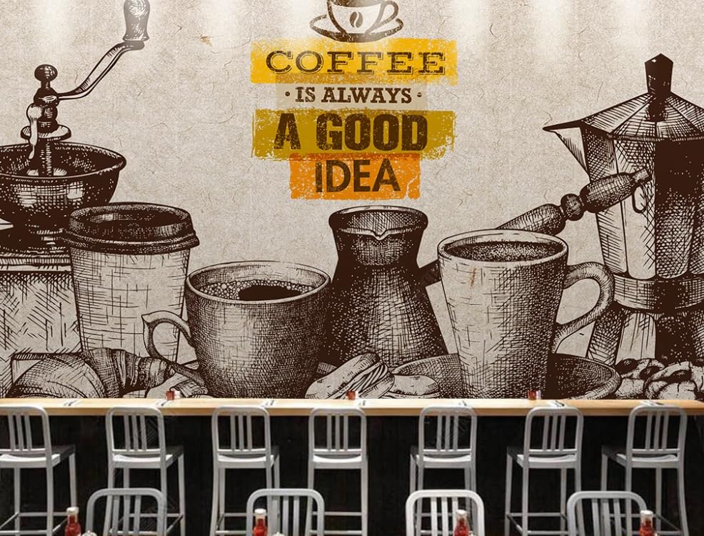 Papier peint intissé café décor mural panoramique de prestige
