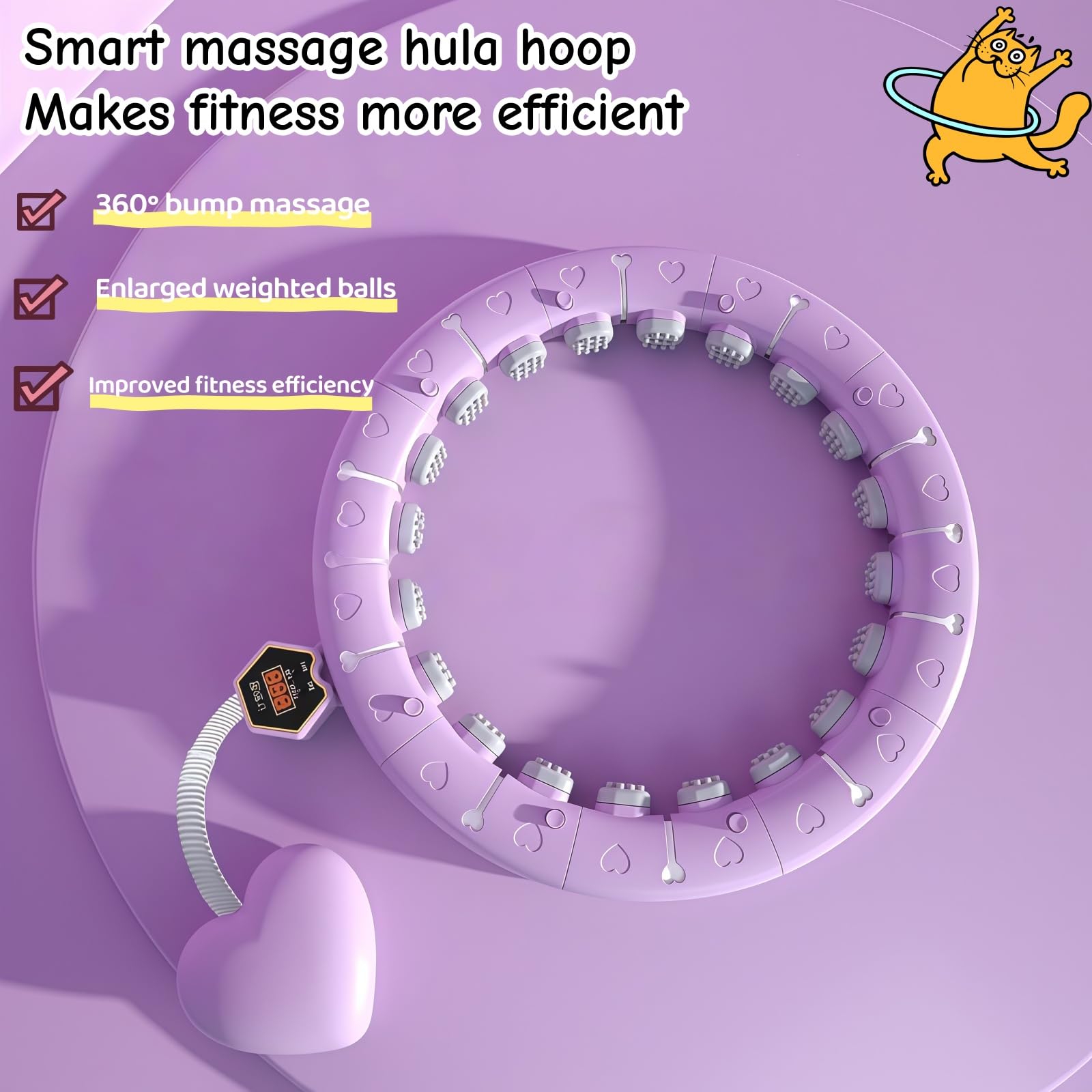 Cerceau intelligent avec compteur, cerceau de fitness lesté pour entraînement de base, cerceau d'exercice réglable pour entraînement à la maison, cadeau pour femme
