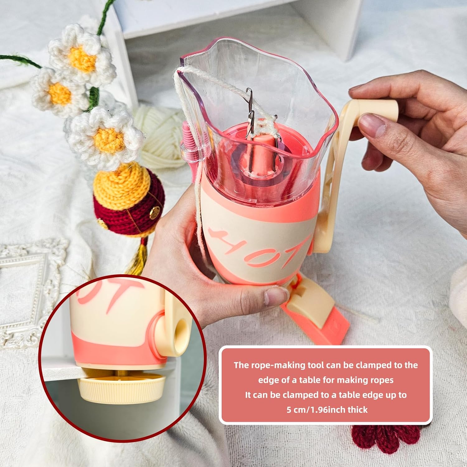 BEN YEDD i Cord Knitting Machine High Customization Fancy Full New Yarn Rope Knitting Machine Rope Knitting Tool(Sparkling Pink)