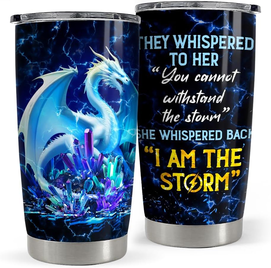 SANDJEST Dragon Tumbler 20oz Stainless Steel Insulated Coffee Travel Mug Cup for Women Mom Wife Dragon Gifts for Birthday Christmas Mother Day