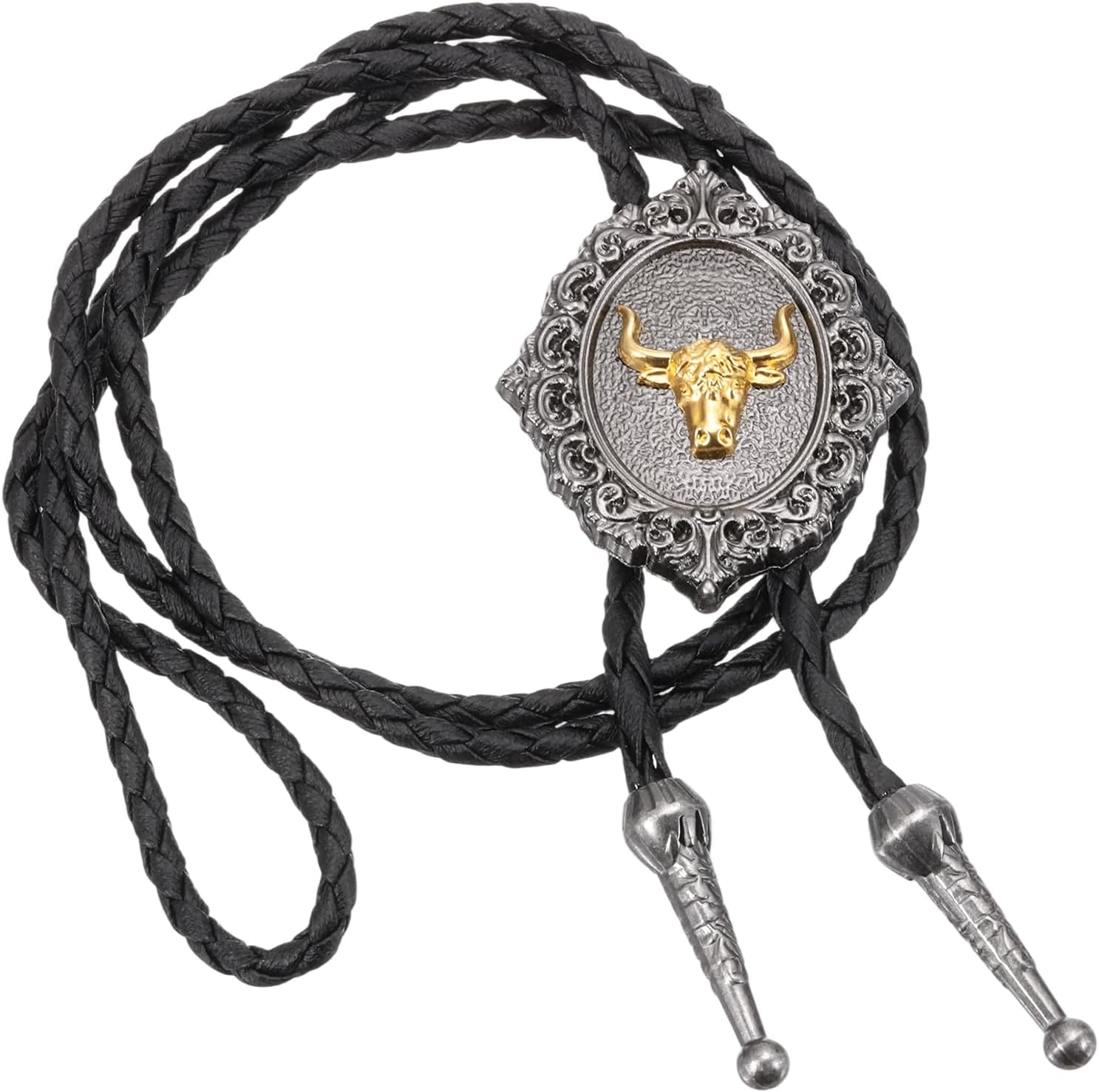PATIKIL Bolo Tie for Men, Western Cowboy Leather Necktie Horse Head Bolo Tie Necklace Vintage for Men Women Shirts Suits Jackets Costume Accessories Jewelry Gift, Silver Tone