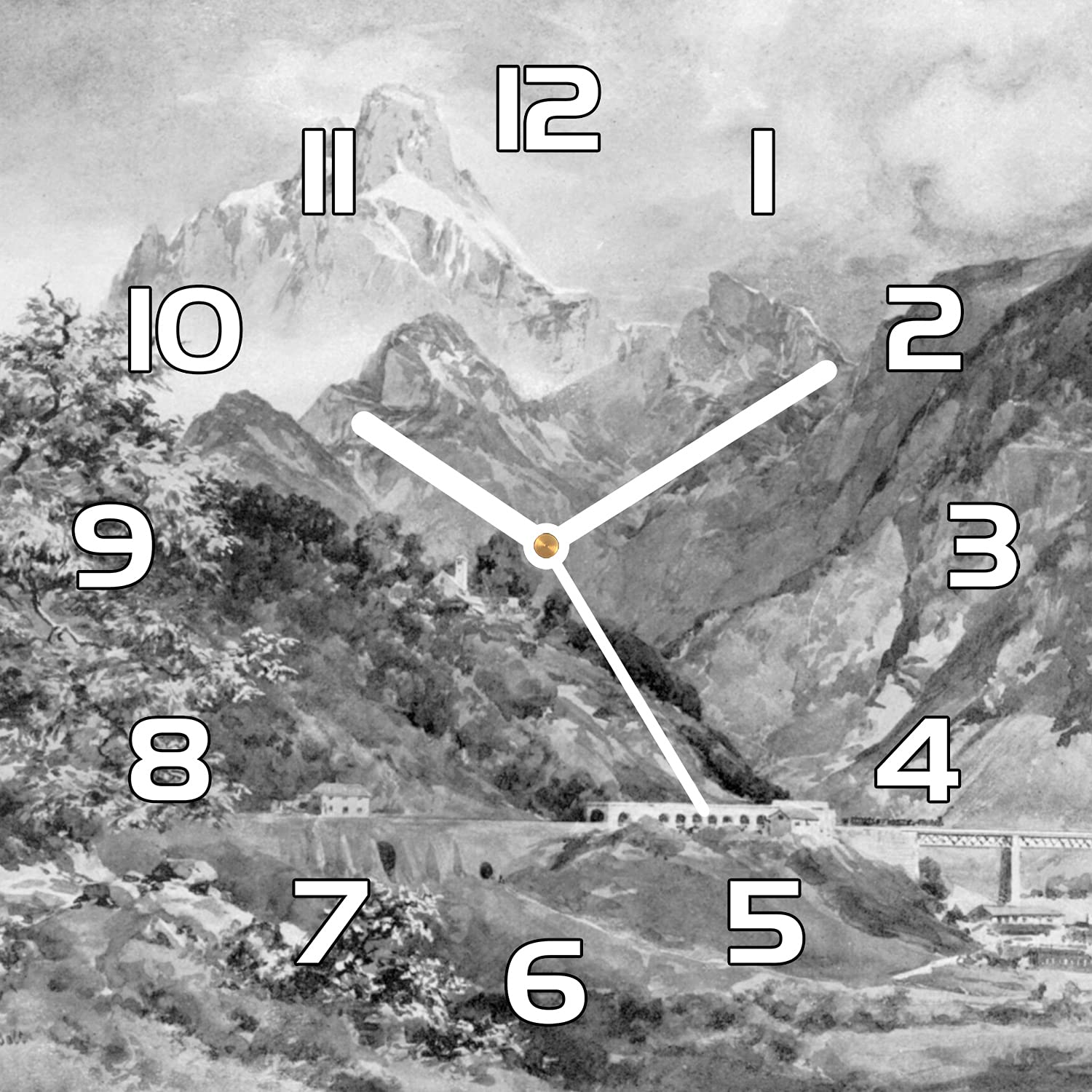 Horloge en verre cuisine 30x30 cm Alpes montagnes salon moderne