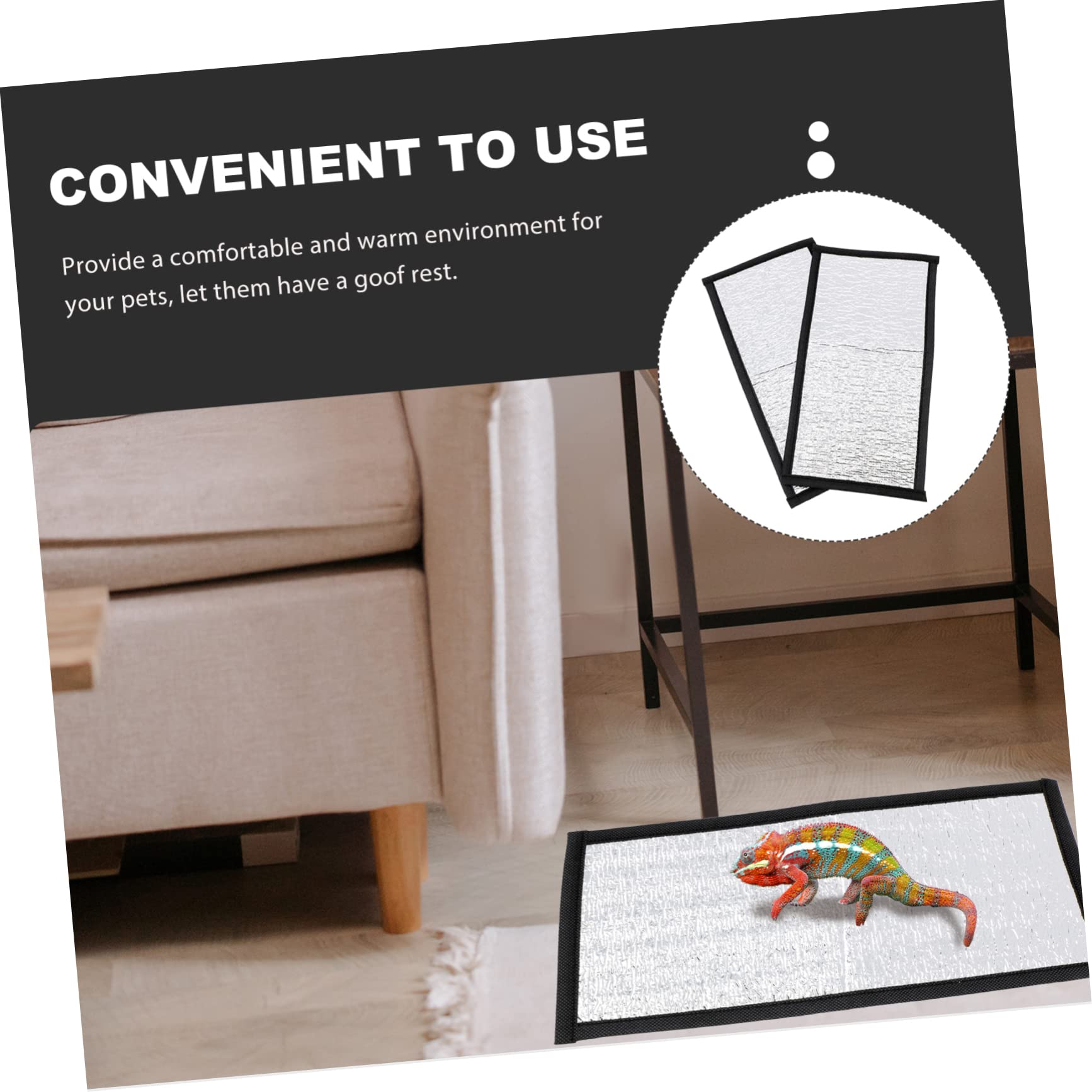 BCOATH Reptile Heater Pad Reptile Reflective Film Insulation Mat for Snakes Lizards Terrarium Heating Pad