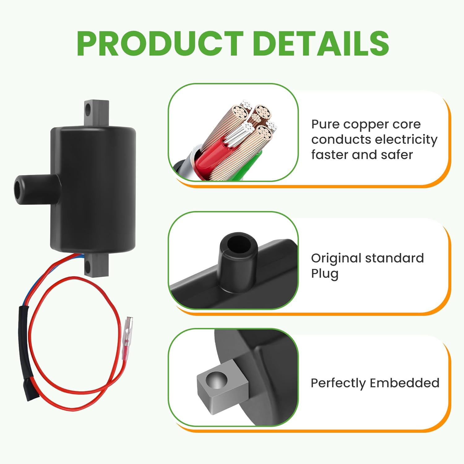 10L0L Golf Cart Ignition Coil for EZGO 2 Cycle Gas 1981-1994 Golf Cart, Replacement OEM# 23782-G1