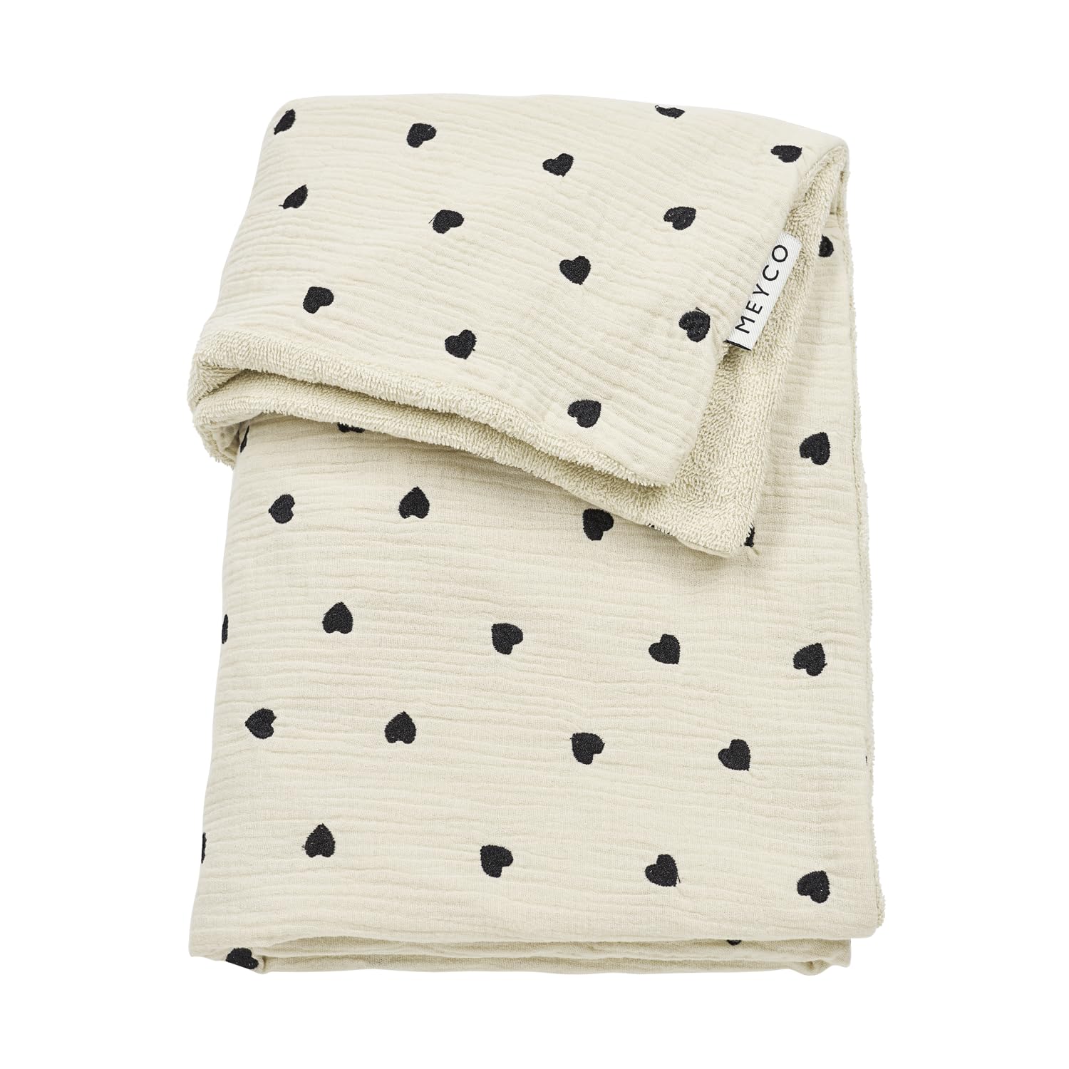 MEYCO Babydecke 100x150cm Musselin/Frottee Sweet Heart Soft Sand | 100% Baumwolle - Oeko Tex zertifiziert - TOG 1.5 - vielseitig einsetzbar - kuschelig & atmungsaktiv - waschbar