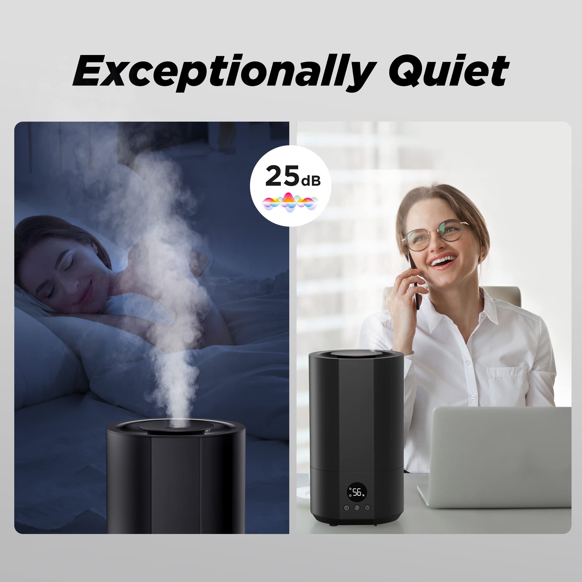 4L Top Fill Humidifiers for bedroom, 25dB Quiet Ultrasonic Cool Mist Humidifiers with Auto Mode