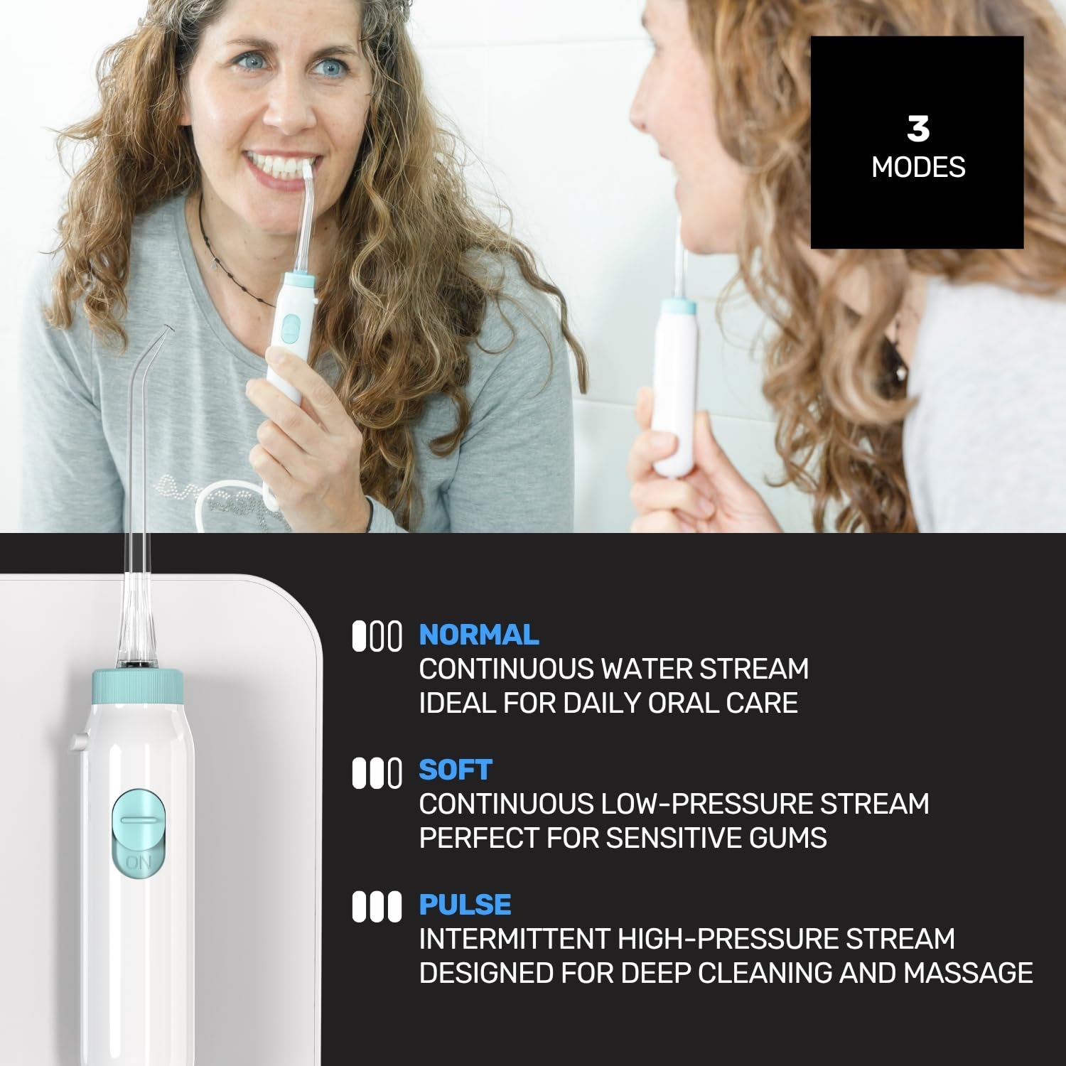 Taurus Irrigador Bucal Hydra Smile 20W 600ml 10 Presiones 3 Modos 7 Boquillas 1200-1700 Pulsos/min Control Táctil Auto Off