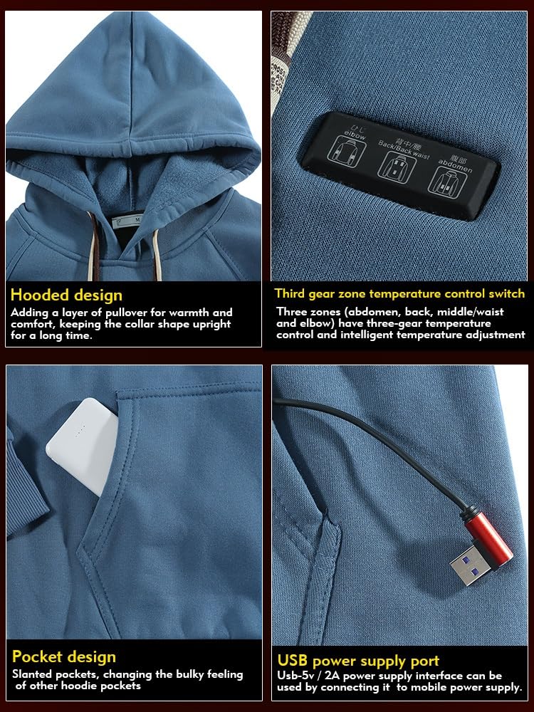 Podgrzewana Bluza Z Kapturem Unisex, Polarowa Bluza Z Kapturem Dla Dorosłych, Jesienno-zimowe Swetry I Zimowe Ubrania
