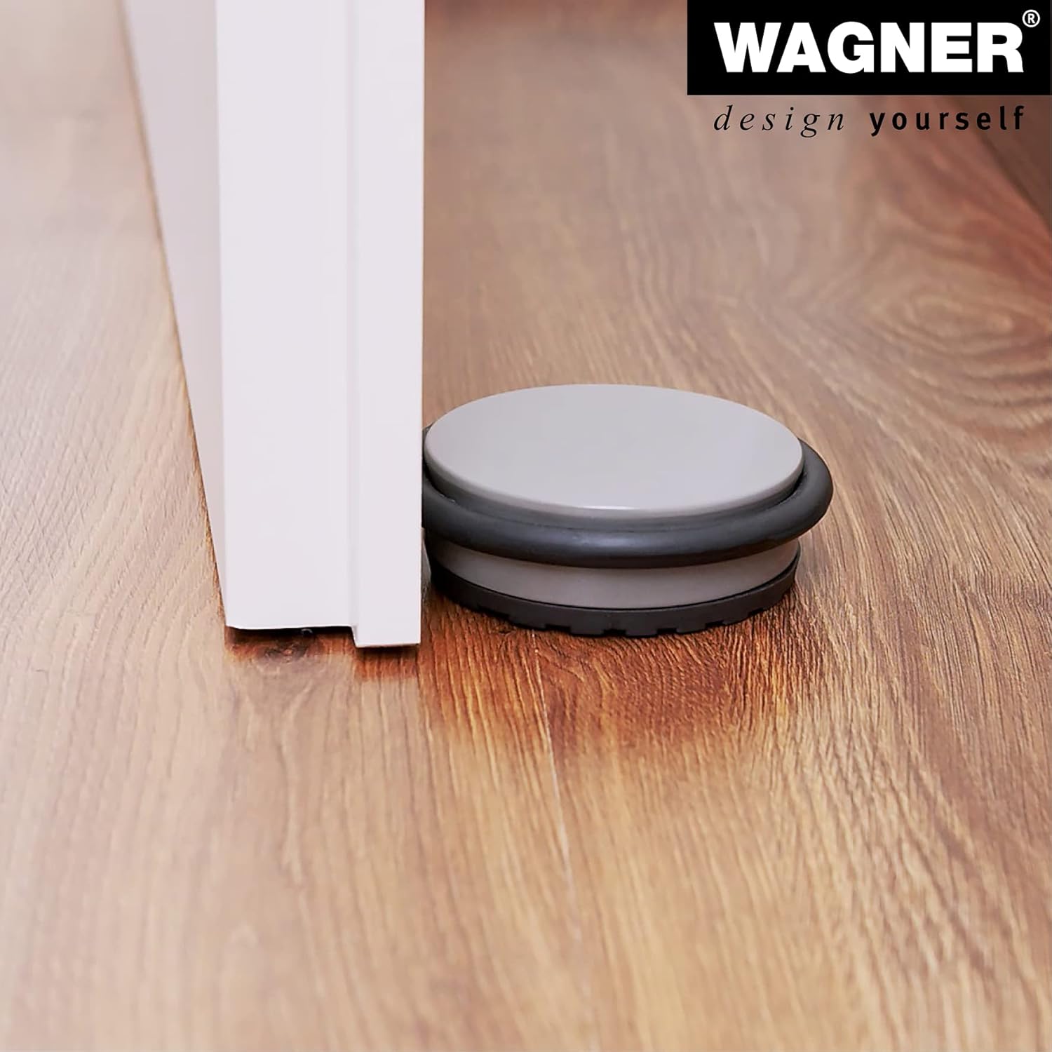 WAGNER Doorstop - Ø 98 x 30 mm, Middle Grey, Premium Buffer Made of Coated Industry Steel, Thermostatic Rubber, to be Placed on The Floor, 750 g - 15516701