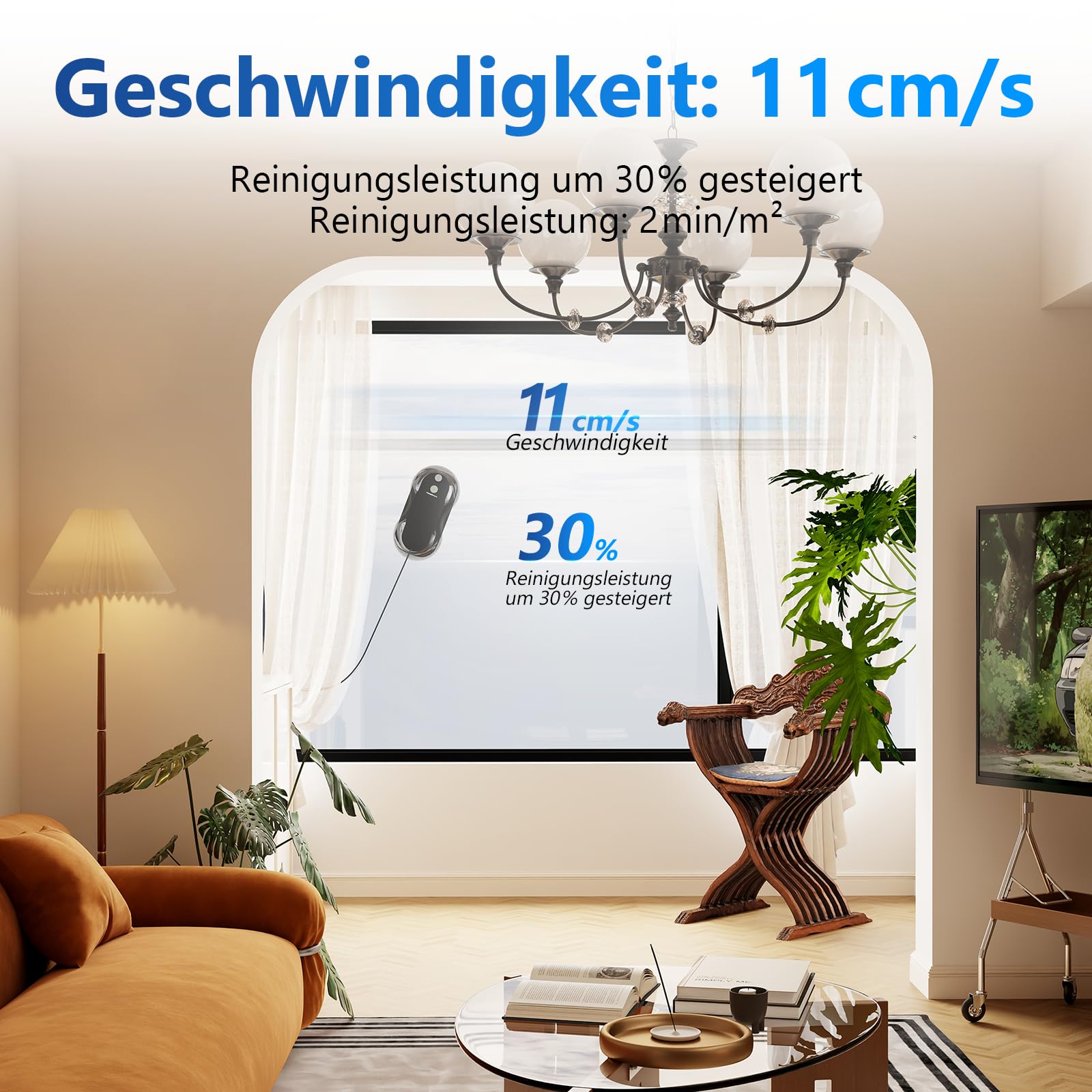 Tosima W5 Fensterputzroboter mit bidirektionalem Ultraschall-Nebelsprühfunktion, 6400Pa adaptiver Saugkraft und intelligenter Kantenerkennung für Fensterreinigung, 2026 verbesserte Version, Schwarz