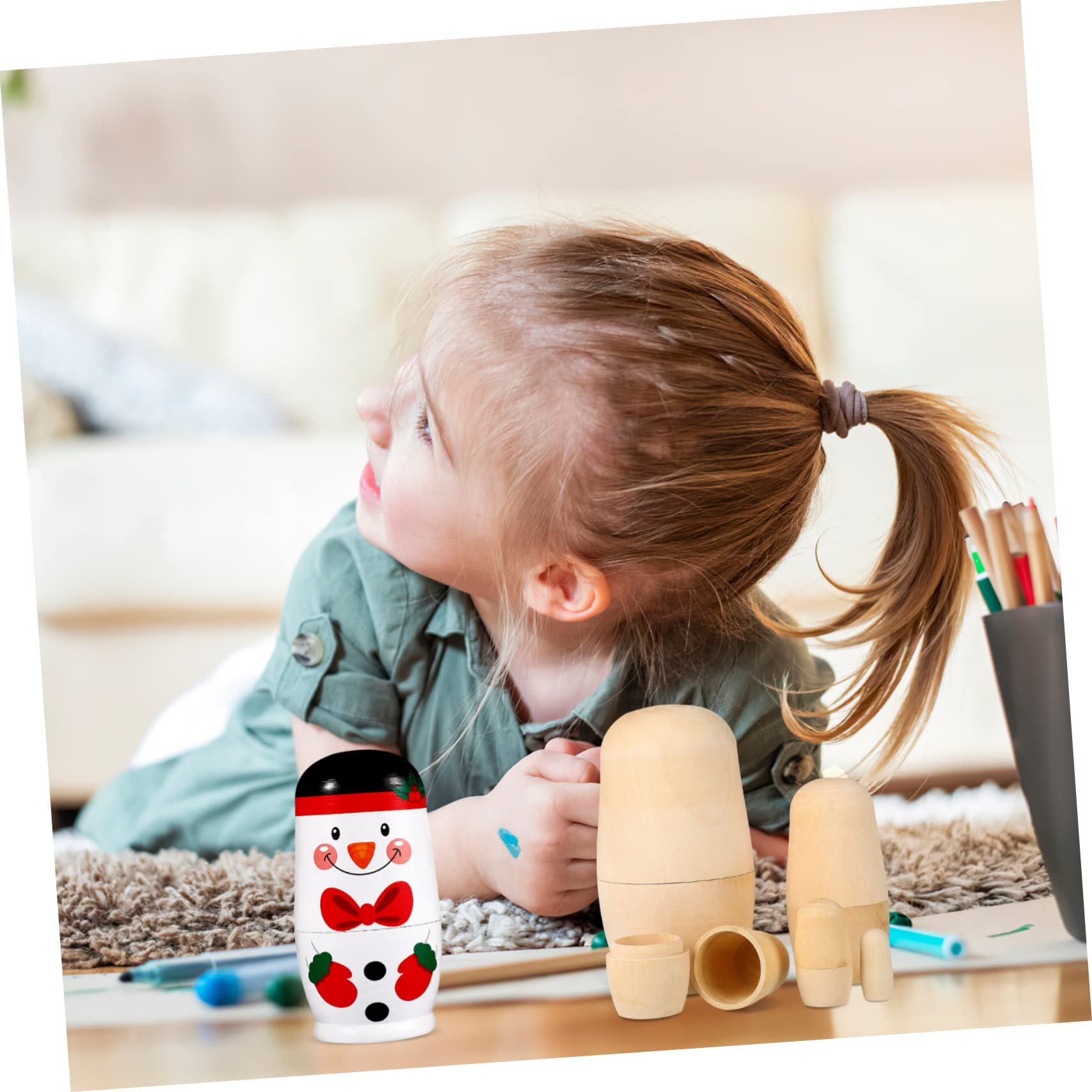 10 Sets Matroschka-Holzpuppen Für Kinder Holzdekoration Matroschka-Puppe Aus Holz Unvollendete Stapelpuppen Blanko Nesting-Puppen Leere Russische Puppe Für Kinder Russische