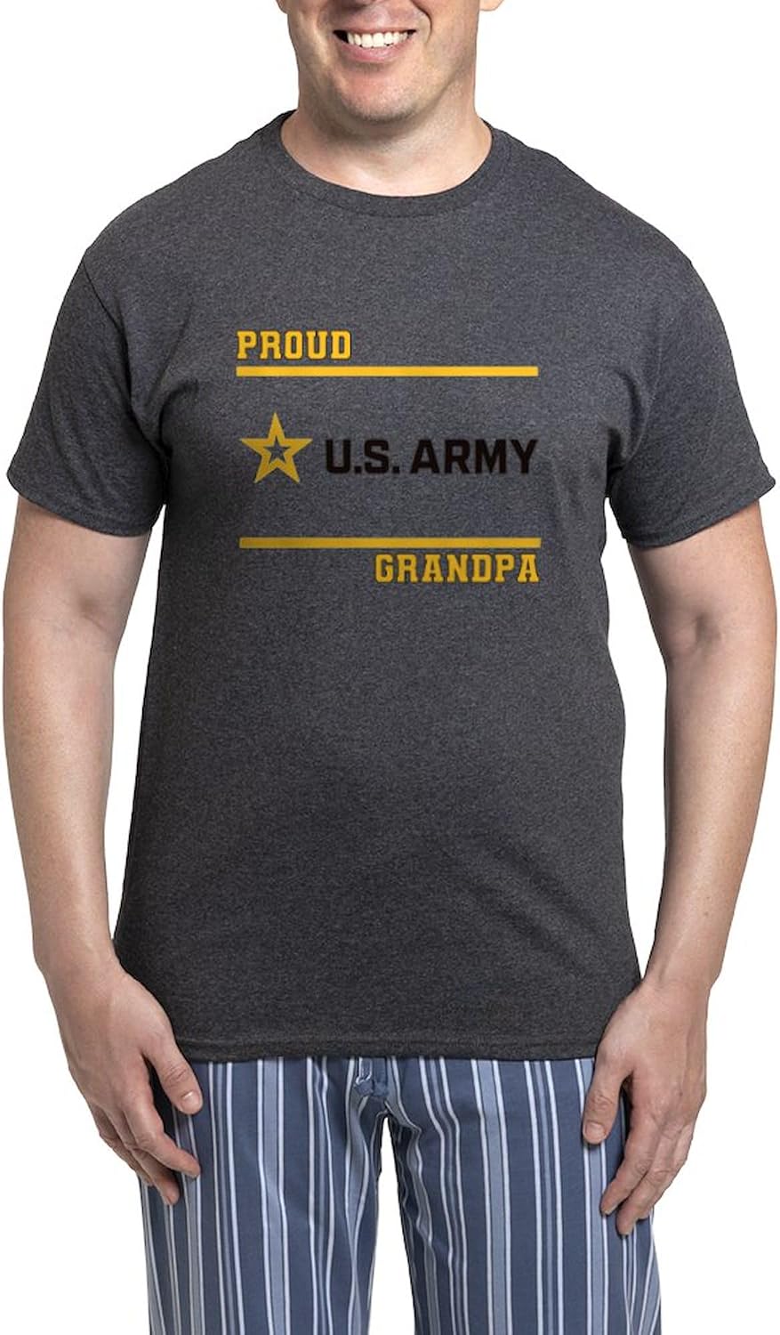 CafePress Proud Army Grandpa Black And Gold Men's Charcoal Novelty Pajamas