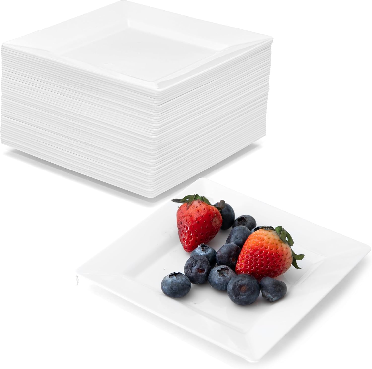 Ilyapa Square Disposable Appetizer Plates - 4.5", White, 50-Count, Bulk
