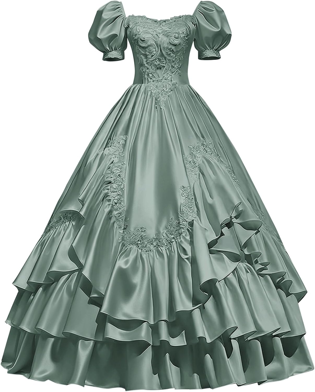 Mouccy Satin Victorian Dress for Women 2026 Gothic A-line Lace Wedding Dresses 18 Century Short Sleeve Vintage Ball Gown