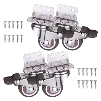 Pxzybd Swivel Castor Wheels with Brakes/Without Brakes,4 Pcs Furniture Casters 25mm 32mm 38mm 50mm,Rubber Transport Castors,Replacement Castors for Furniture,Silent,with Screws,4brakes-32mm