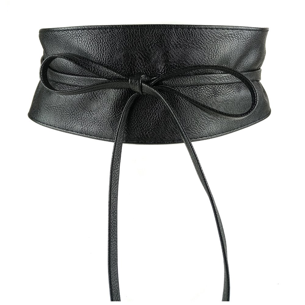 MYB Cintura fusciacca per donna in similpelle - modello obi - taglia unica - diversi colori disponibili Nero