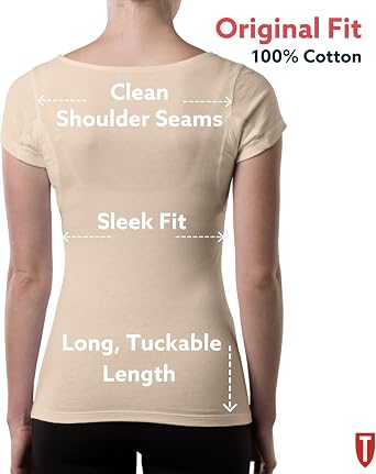 Women's Cotton Sweatproof Undershirt, Odor & Sweat Blocking, Scoop Neck
