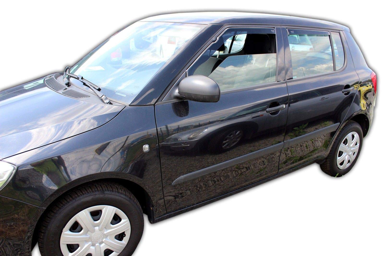 J&J AUTOMOTIVE Windabweiser passend für Skoda Fabia 2 5-Türer Schrägheck 2007-2014 4tlg, Heko Regenabweiser Vorne Hinten Getönt Dunkel Passform