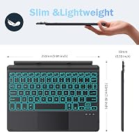 MoKo Bluetooth Billentyűzet Tok Surface Go 4/3/2/2018 Modellekhez, 7 Színű LED Háttérvilágítás, Érintőpaddal, Újratölthető Akkumulátor, Feke 3