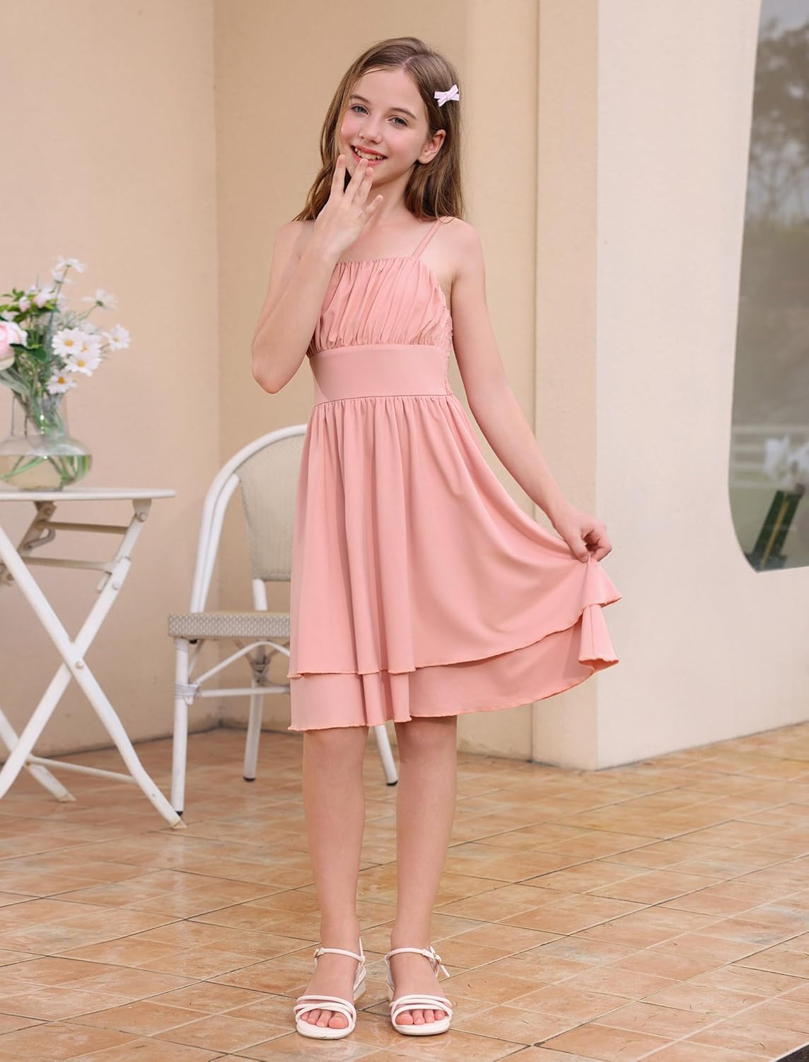 IBAKOM Teen Girl Sleeveless Smocked Prom Sundress Junior Graduation Homecoming Twirl Dress Tween Birthday Wedding Outfits - Image 4