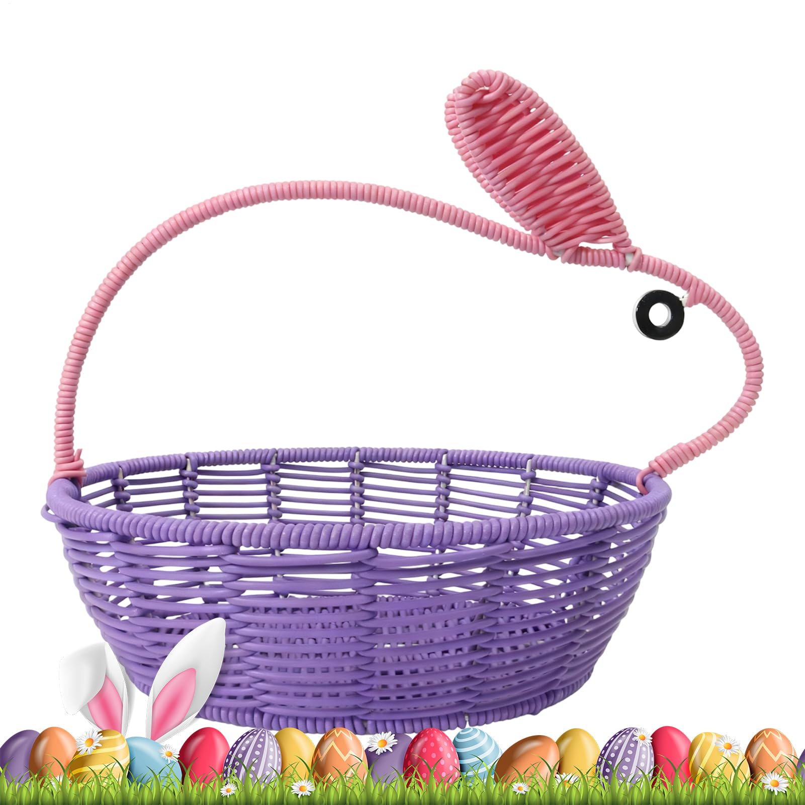 Cesta de Pascua decorativa de ratán perfecta para regalar dulces y decorar tu mesa