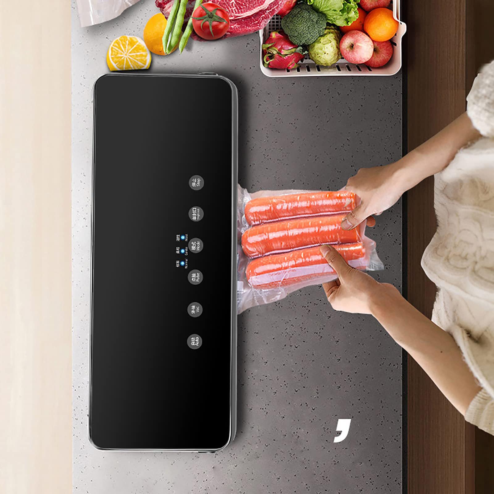 Máquina Selladora al Vacío 65KPA, Sellador de Alimentos al Vacío de Pulso Seco y Húmedo con Ancho de Sellado de 30CM, Bandeja de Jugo Desmontable para Conservación de Alimentos en Casa y Comercial