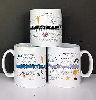Personalised 80th Birthday Gift for Men about 80 Year Olds - 80th Birthday Mug for Women - 80th Birthday Gifts for Friend - 80th Birthday Ideas for Men - Fun Facts Funny 80th Birthday Gifts