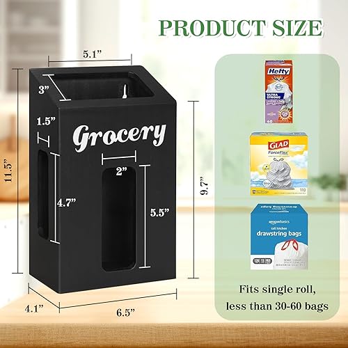 Miniatura 5 de Soportes para bolsas de plástico para organizadores y almacenamiento de cocina, soporte para bolsa de comestibles montado en la pared con 4