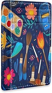 Qilmy Ultra Thin RFID Wallet, Painting Tool Minimalist Front Pocket Credit Card Holder for Men Women, Soft Leather Small Card Case Travel Cute Slim Wallet Organizer
