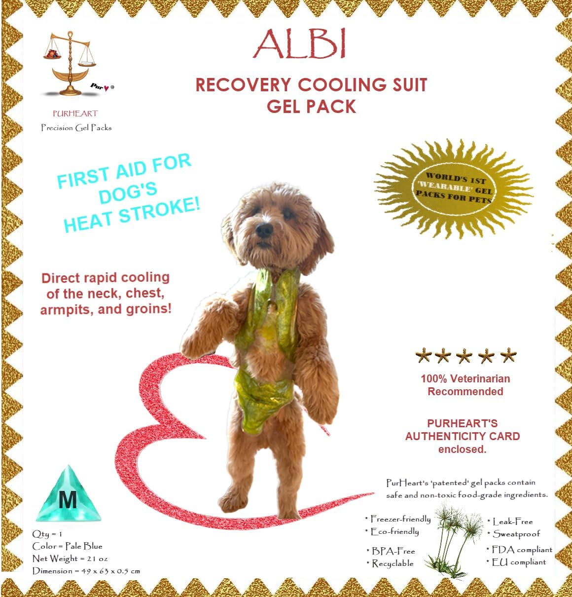 ALBI - Recovery Cooling Suit Gel Pack for Dogs (Peach, Large)