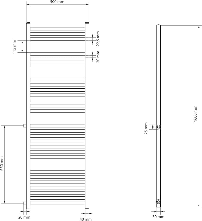 ECD Germany Radiador toallero Sahara - 500 x 1600 mm ...