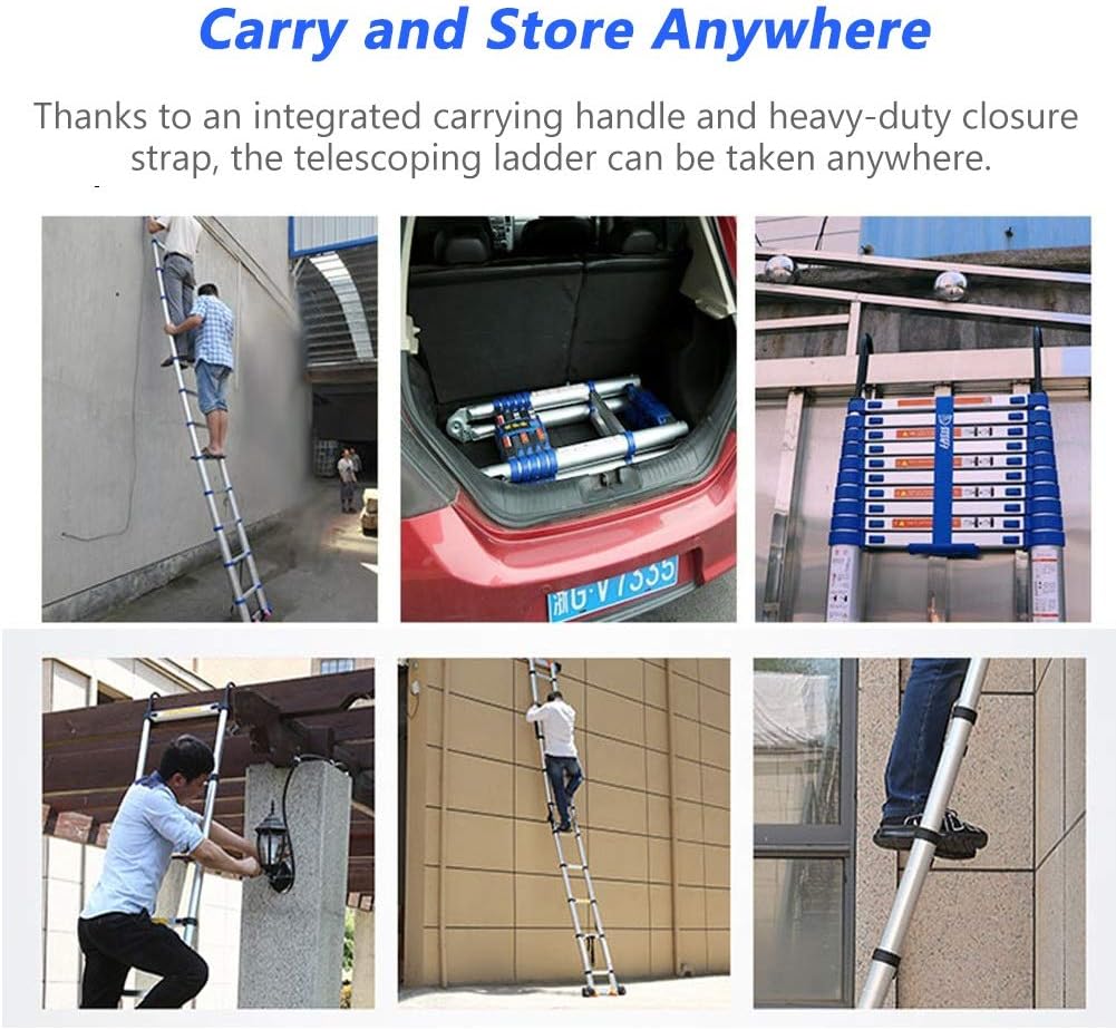 OKUOKA Ladders,Climb Telescoping Ladder, Outdoor Aluminum Tall Multi Purpose Ladders for Industrial Household Daily or Emergency Use, 150Kg/2M(6.6Ft)