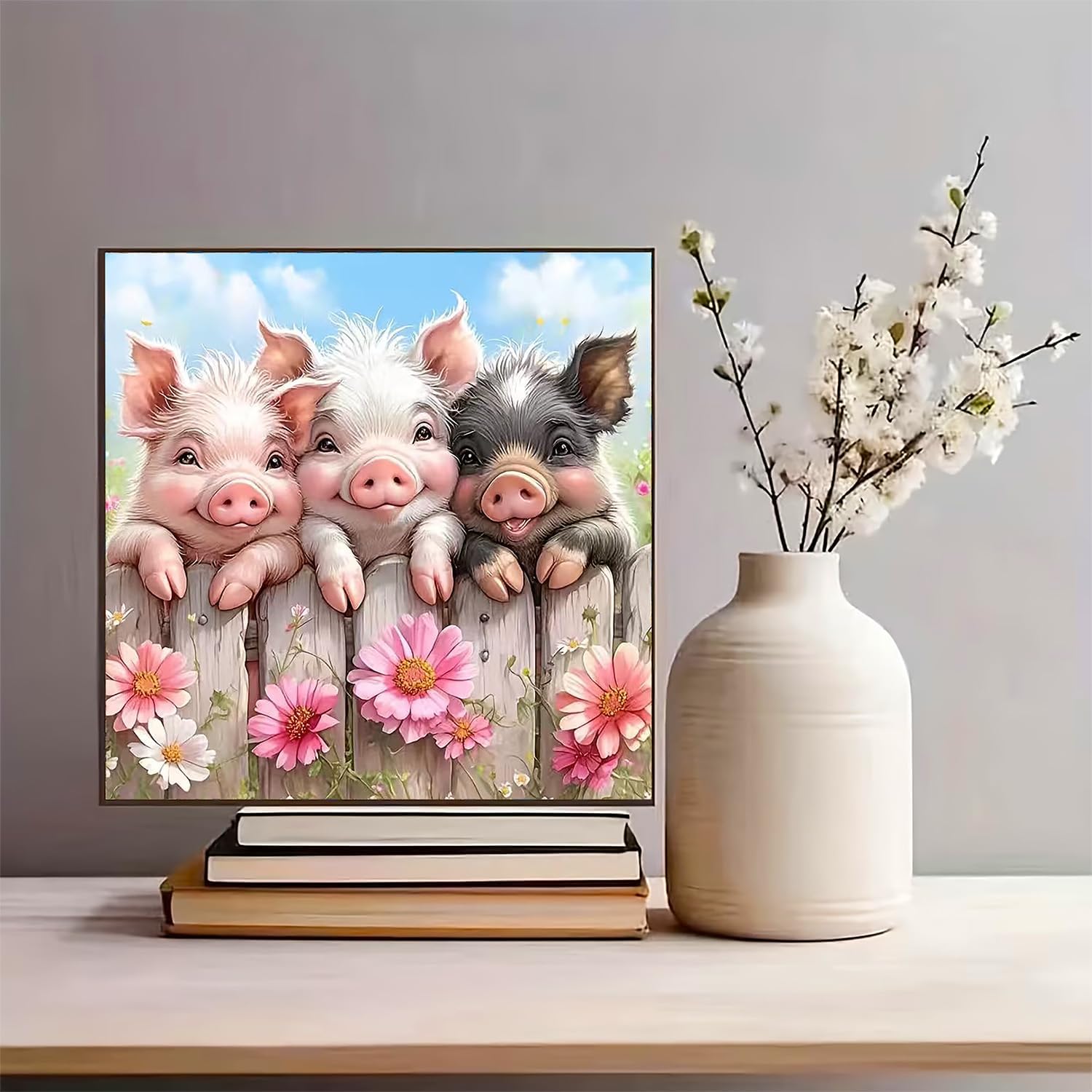 YIYITUPO Diamond Painting Kits for Adults 13.78x13.78 Inch Cute Pig Diamond Art Full Drill Animal Full Drill Round Diamond Dot Gem Art Painting 5D DIY Rhinestone Painting Home Wall Art Decor