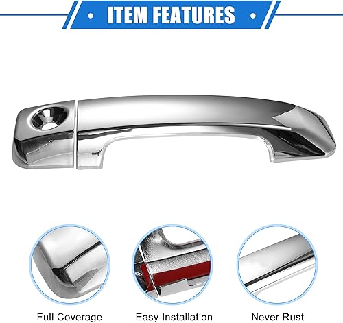 Miniatura 4 de Kit de cubierta para manija de puerta de auto, compatible con Toyota Tundra 2007-2018, plástico duradero tono plateado