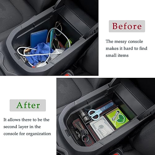 Miniatura 2 de JDMCAR Organizador de bandeja de consola central compatible con Toyota RAV4 2023 2022 2021 2020 2019, contenedor de inserto de reposabrazos, caja de