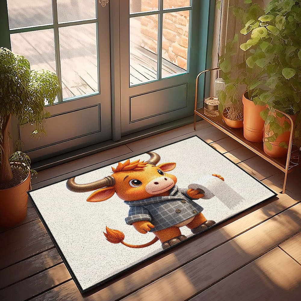 Paillasson vache cartoon 65x90cm tapis de bain antidrapant pour chambre garon