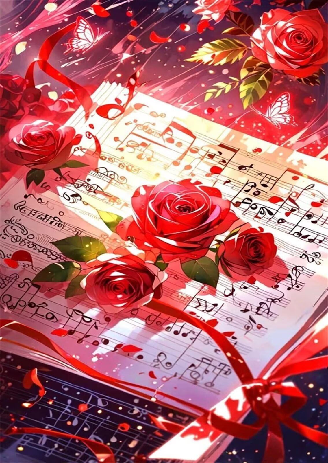 Puzzle de 3000 Piezas para Adultos - Notas Musicales Rosa | Rompecabezas para Adultos 122x81cm | Piezas de Encaje Letras en la Parte Posterior | Decoración para el Hogar