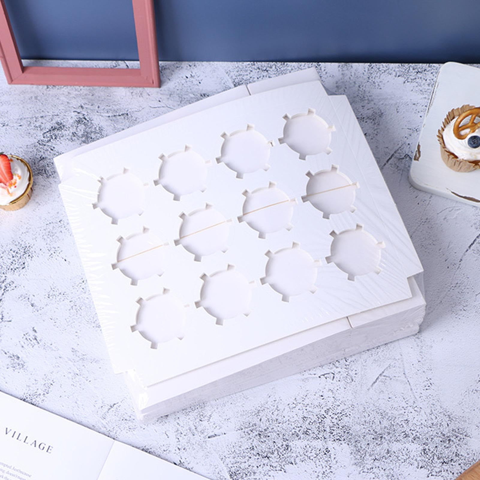 Cajas para cupcakes marrones,Cajas de pastelería para panadería | Cajas de pastelería de papel con ventana transparente para magdalenas, pasteles y galletas, 10 piezas