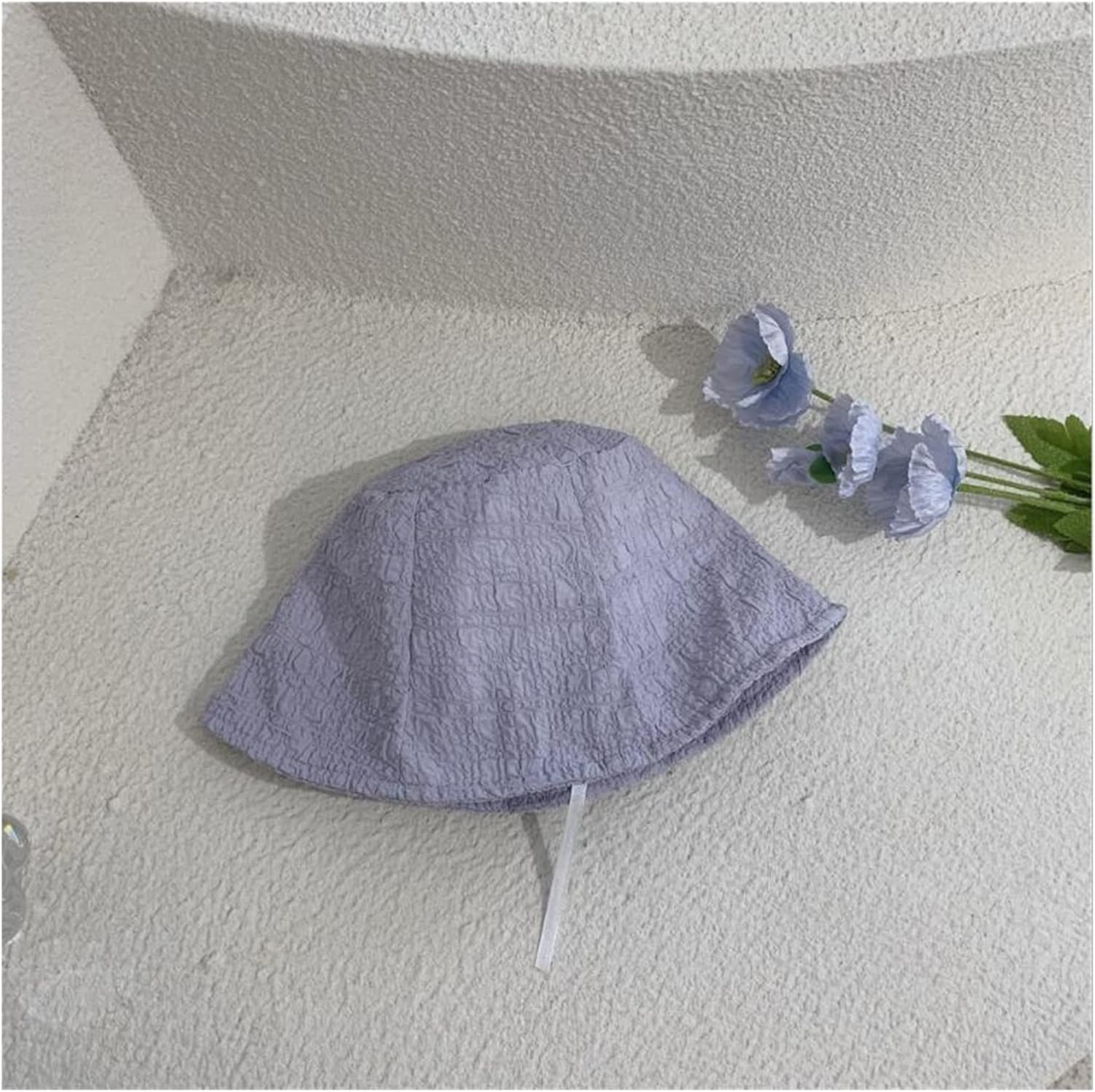ZZSRJ Pleated Thin Lace Shade Small Face Girls Bucket Straight Bucket Hat (Color : Purple, Size : 6 7/8-7 1/8)