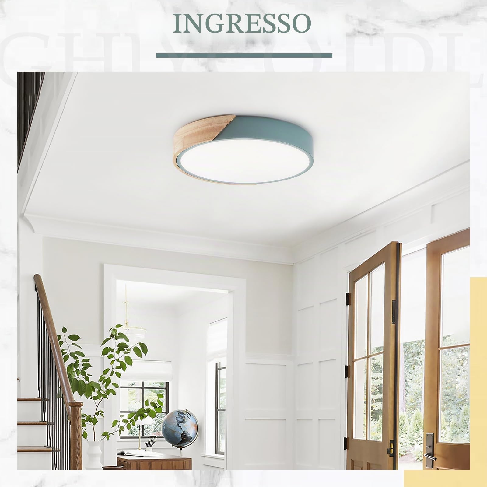 Plafoniera Led Soffitto,50cm plafoniere a filo in legno dimmerabili, plafoniera per soggiorno, camera da letto, cucina, salotto, corridoio (Verde 50cm)