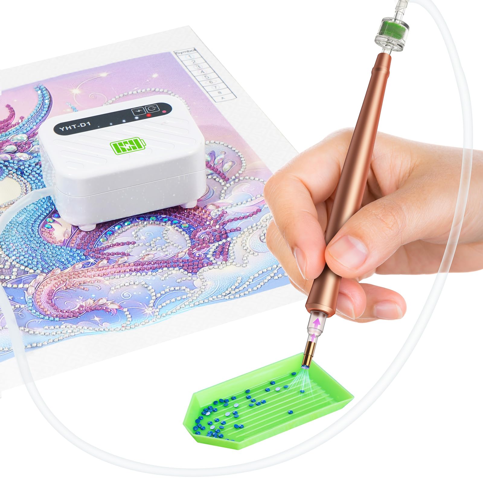 POLRAI Diamond Painting Accessories Vacuum Diamond Painting Pen Rechargeable Epainter Diamond Pen Diamond Art Accessories Tools No Wax for DIY 5D Diamond Art Craft Jewelry Bead Rhinestones