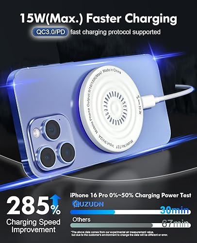 Miniatura 2 de MagSafe Charger - Paquete de 2 cargadores inalámbricos magnéticos de 15 W, almohadilla de carga rápida con adaptador de 20 W y cables de 6 pies para